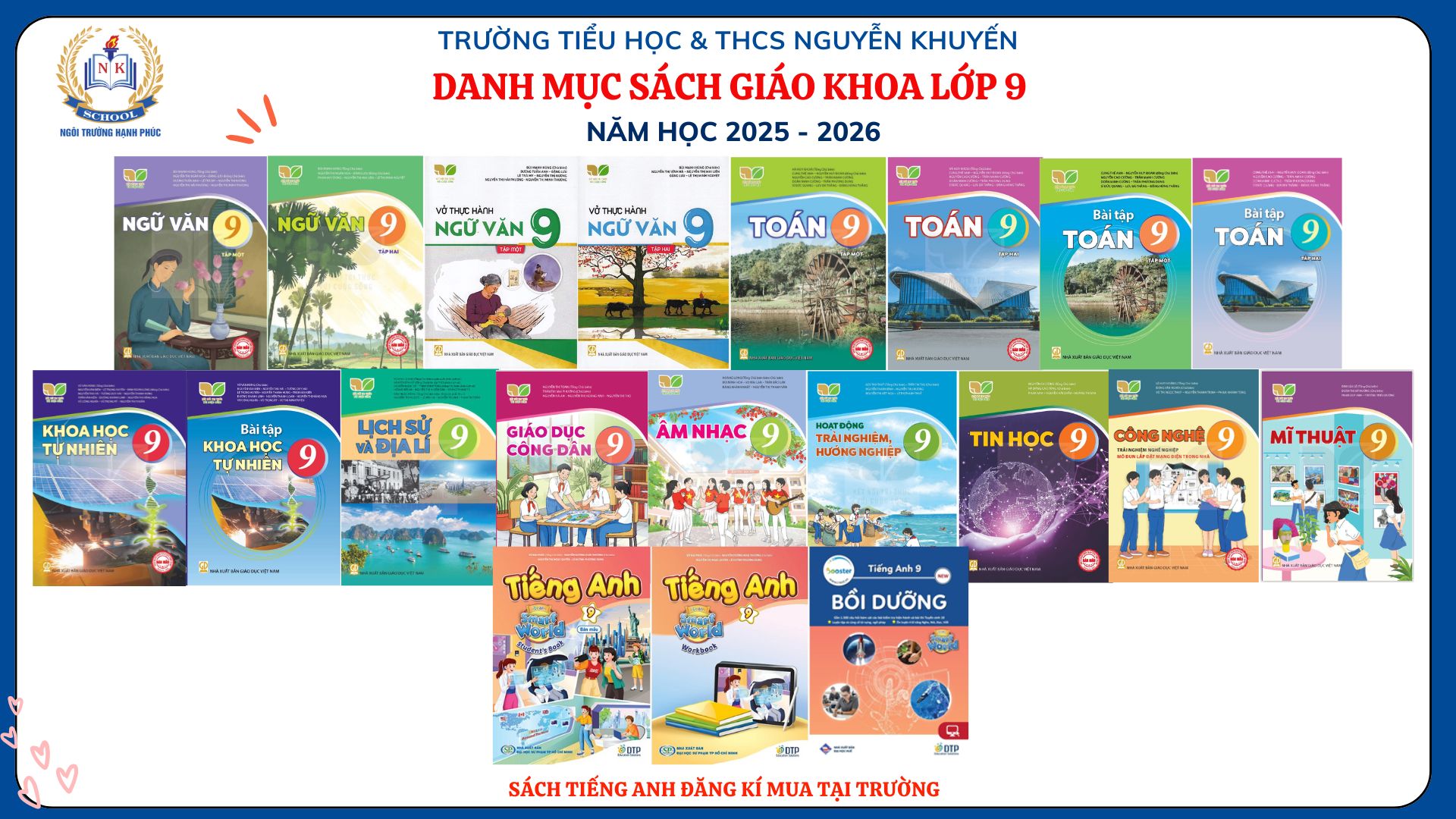 THÔNG BÁO DANH MỤC SÁCH GIÁO KHOA LỚP 9 NĂM HỌC 2025 - 2026